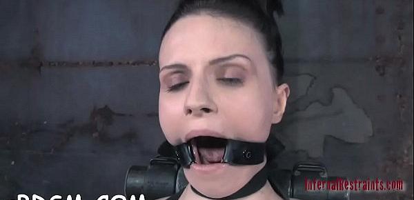  Bounded beauty is trickling wet from her sexy torture
